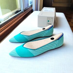 New! Rothy’s sz 9 Calypso Blue Green Point Ballet Flats NIB